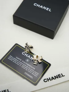 Chanel Crystal Bow Earrings Black