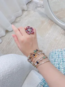 Chanel CC Gold Multicolor Rings