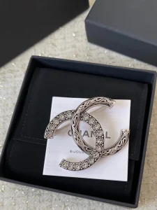Chanel CC Logo Brooch Silver