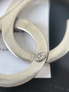 Chanel CC Logo Brooch Silver