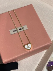 Miu Miu Logo Heart Metal Necklaces