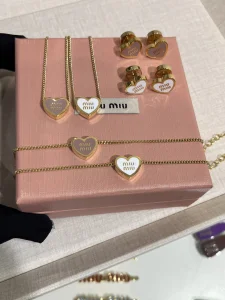 Miu Miu Logo Heart Metal Necklaces
