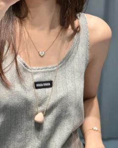Miu Miu Logo Heart Metal Necklaces