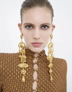 Schiaparelli Gold Metal Earrings
