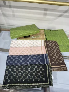Gucci Blue GG Wool Scarf