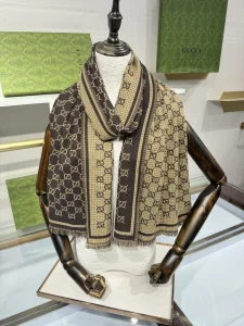 Gucci Brown GG Wool Scarf