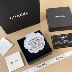 Chanel Vintage White CC Logo Brooch