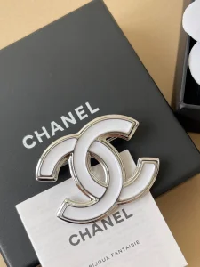 Chanel Vintage White CC Logo Brooch