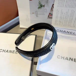 Chanel CC Logo Black Headbands
