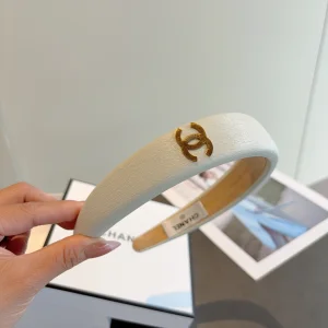 Chanel CC Logo White Headbands