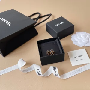 Chanel CC Logo Round Earrings