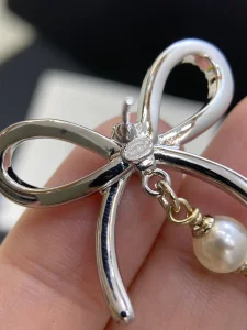 Chanel Crystal CC Bow Drop Earrings