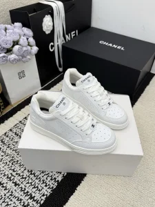 Chanel White Leather Sneakers