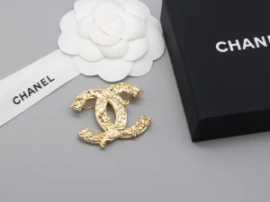 Chanel Gold Metal CC Logo Brooch