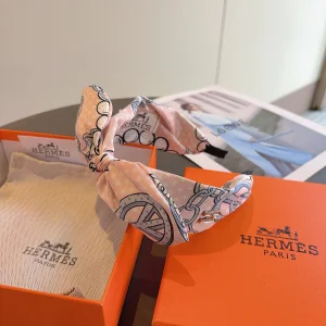 Hermes Silk Bowknot Headband Pink