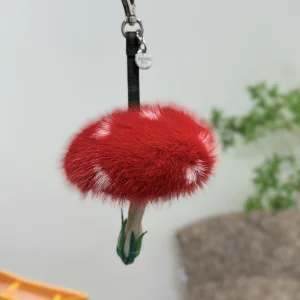 Charms Fendi Mushroom Fur Bag Charm Red
