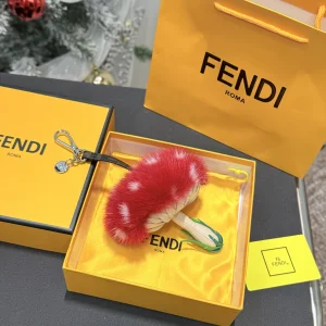 Charms Fendi Mushroom Fur Bag Charm Red