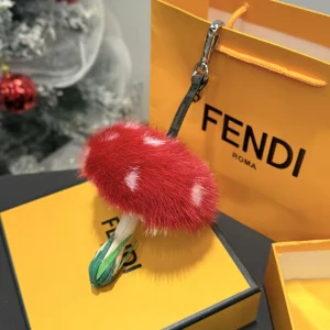 Charms Fendi Mushroom Fur Bag Charm Red