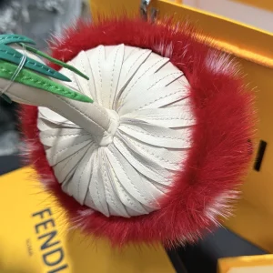 Charms Fendi Mushroom Fur Bag Charm Red
