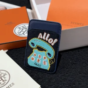 Hermes Allo MagSafe Card Holder Navy Blue