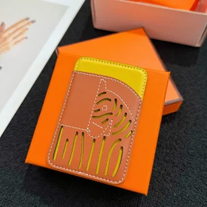 Hermes Zebra MagSafe Card Holder Brown Yellow