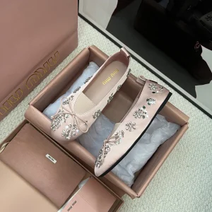 Miu Miu Pink Satin Ballet Flat