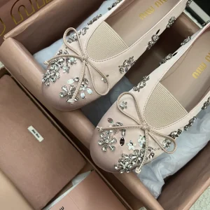 Miu Miu Pink Satin Ballet Flat