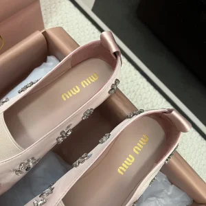 Miu Miu Pink Satin Ballet Flat