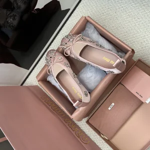 Miu Miu Pink Satin Ballet Flat
