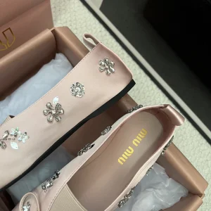 Miu Miu Pink Satin Ballet Flat