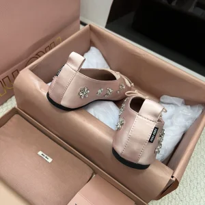 Miu Miu Pink Satin Ballet Flat