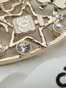 Chanel Charms Gold Tone Heart Brooch