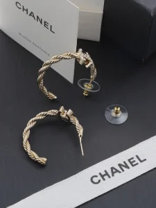 Chanel Crystal CC Hoop Earrings