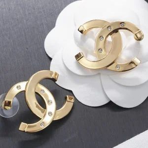 Chanel Gold Tone CC Logo Earrings
