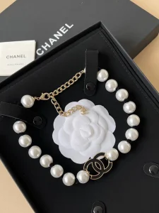 Chanel CC Log Pearls Choker Necklaces