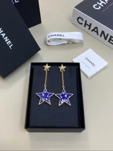 (image for) Chanel Blue Star Gold Drop Earrings