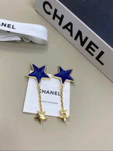 (image for) Chanel Blue Star Gold Drop Earrings