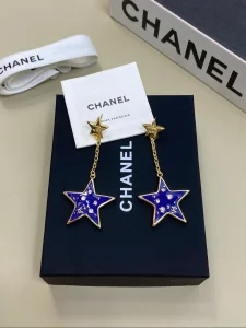 (image for) Chanel Blue Star Gold Drop Earrings
