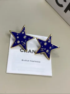 (image for) Chanel Blue Star Gold Earrings