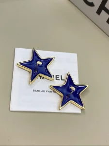 (image for) Chanel Blue Star Gold Earrings