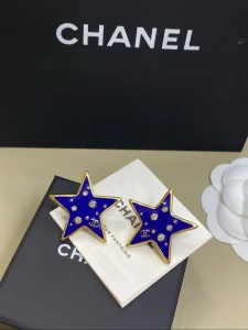 (image for) Chanel Blue Star Gold Earrings