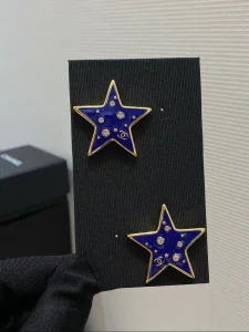 (image for) Chanel Blue Star Gold Earrings