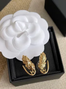 Chanel Gold Metal Wheat Earrings