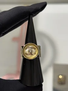 Chanel Gold Metal CC Logo Rings