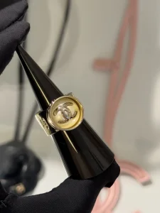 (image for) Chanel Gold Metal CC Logo Rings