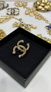 Chanel CC Logo Gold Metal Brooch