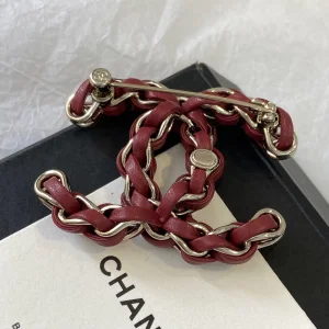 (image for) Chanel Red Leather CC Logo Brooch