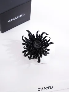 (image for) Chanel Black Metal Flower Brooch