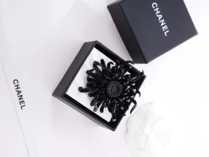 (image for) Chanel Black Metal Flower Brooch