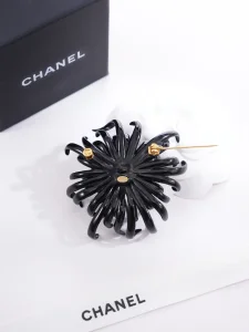 (image for) Chanel Black Metal Flower Brooch